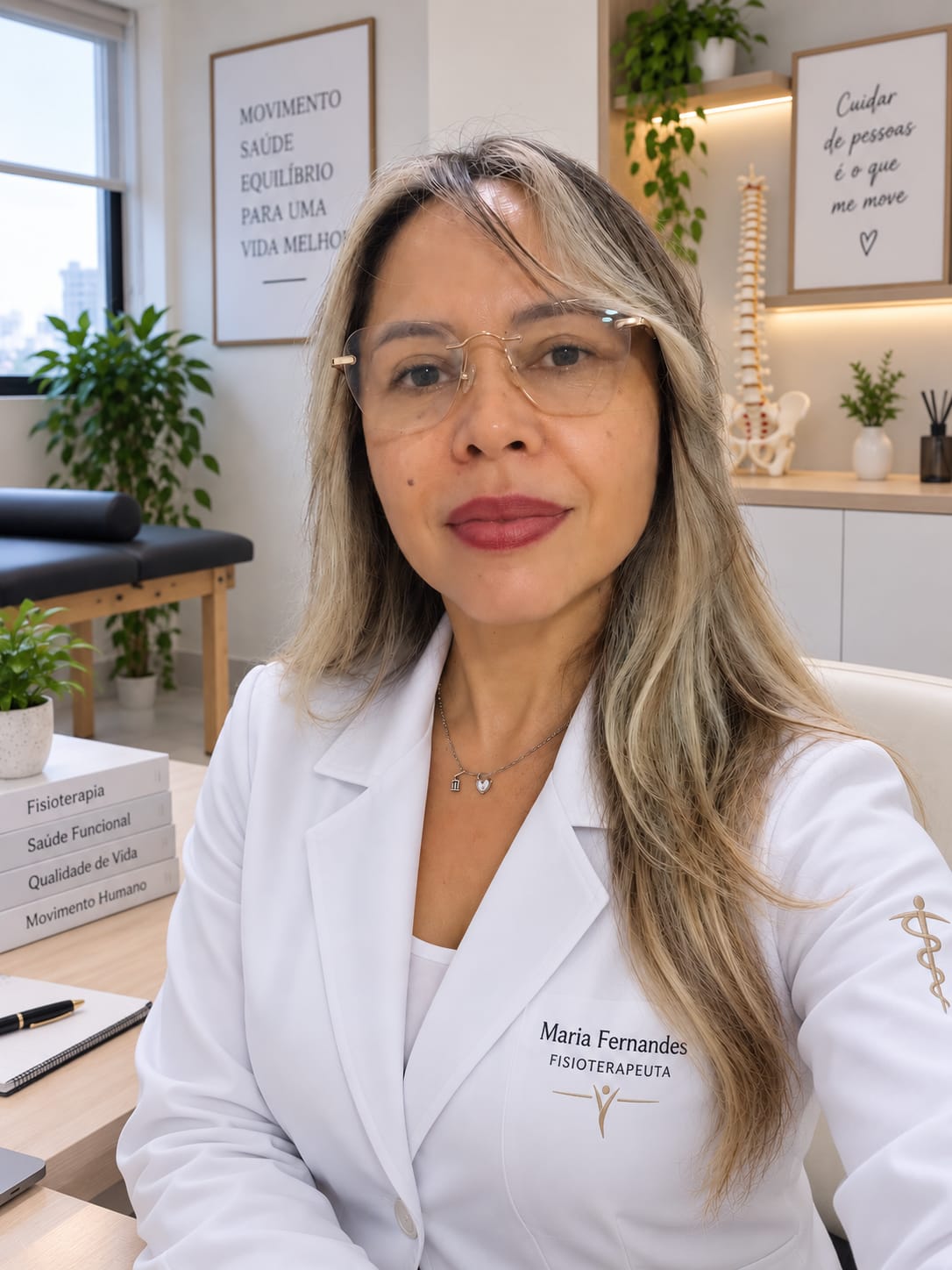 Fisioterapeuta Maria Fernandes em seu consultório